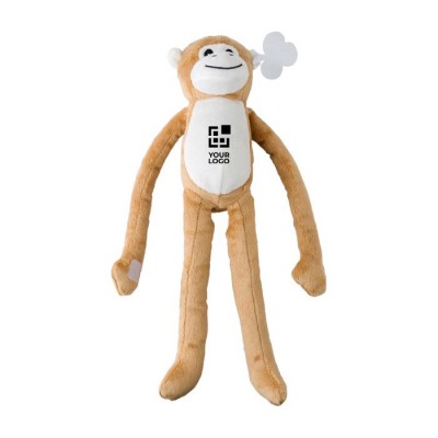 Mono de peluche con velcro en las manos y etiqueta personalizable