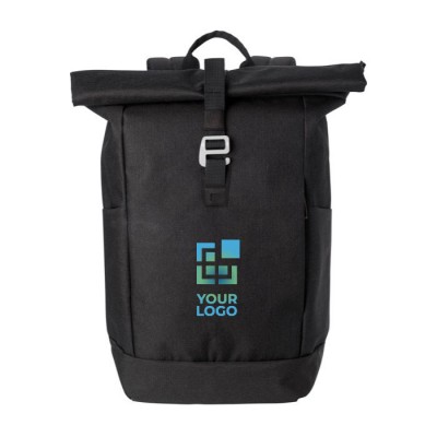 Mochila roll-top para portátil con tirantes acolchados 15'' color negro vista de impresión