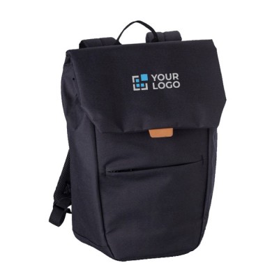 Mochila para portátil con detalle PU en solapa y cierre metálico 15