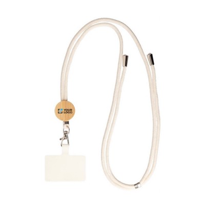 Lanyard y porta acreditaciones de cuerda de algodón y detalle en bambú