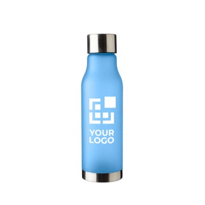 Botella de RPET de aspecto glaseado con tapa y base de acero inox 600ml