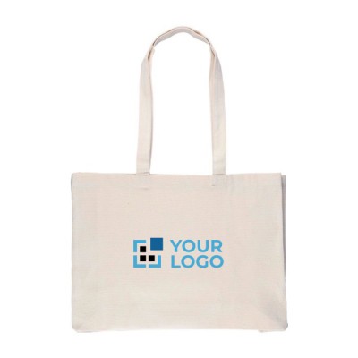Bolsa de la compra de algodón natural Oeko-Tex® con fuelle 280 g/m2
