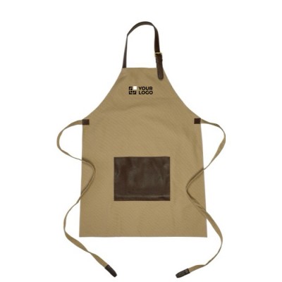 Delantal ajustable de lona con un bolsillo delantero de cuero