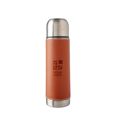 Termo de acero inoxidable con funda extraíble de cuero 400ml