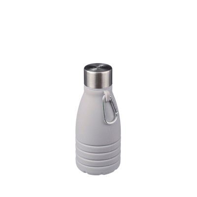 Botella de silicona plegable con tapa de acero y mosquetón 550ml