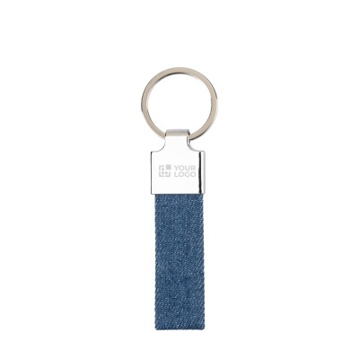 Llavero rectangular de zinc personalizable con de tela vaquera
