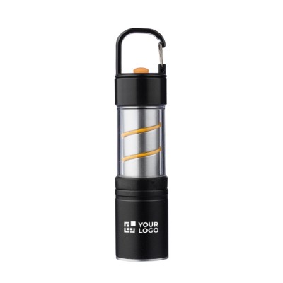 Linterna COB de aluminio con 3 funciones de luz y mosquetón