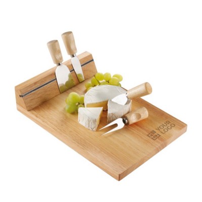 Tabla de madera para cortar queso con banda magnética y 4 utensilios