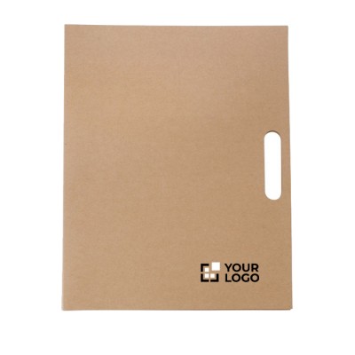 Carpeta de cartón con bloc de notas, bolígrafo y memos adhesivos