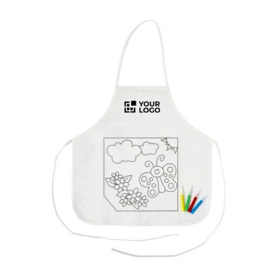 Delantal para niños con 4 rotuladores para colorear 80 g/m2
