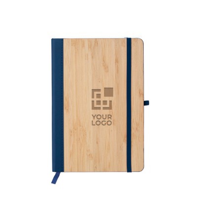 Cuaderno con tapa de bambú y cuero sintético A5 hojas a rayas