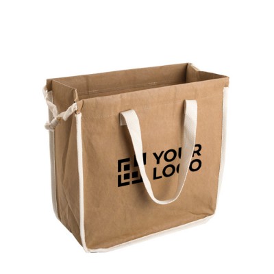 Bolsa de papel kraft lavable con asas y cuerdas 250 g/m2 vista de impresión