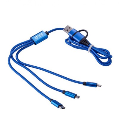 Cable de carga de nylon con colores y tres conexiones diferentes
