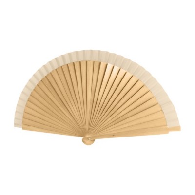 Abanico de madera en funda de yute