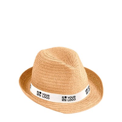 Sombrero unisex de papel color tostado color blanco primera vista