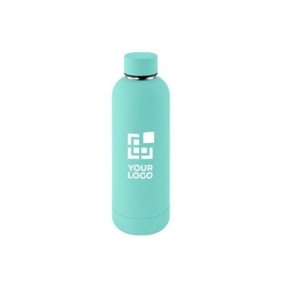 Botella doble pared de acero inoxidable con acabado suave de goma 500ml