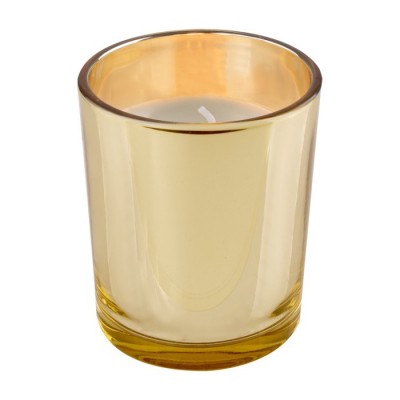 Vela personalizada en vaso dorado