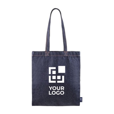 Bolsa de denim y algodón reciclado con asas largas 240g/m2