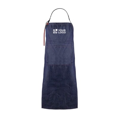 Delantal hecho de algodón denim con detalles en PU 190 g/m2