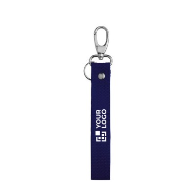 Llavero de algodón rectangular alargado con mosquetón plateado