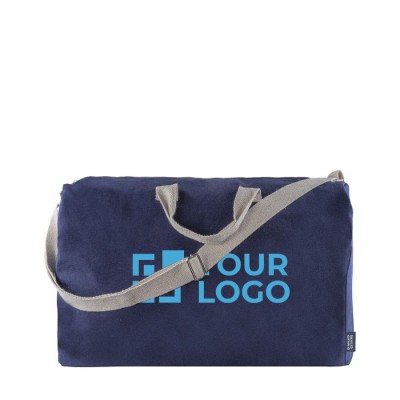 Bolsa de algodón canvas reciclado con asas y cinta ajustable 280 g/m2 color azul vista principal