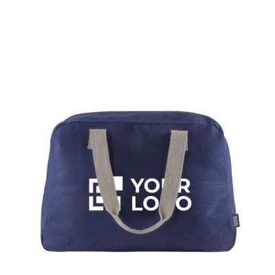Bolsa de viaje de algodón canvas reciclado con asas de agarre 280 g/m2 color azul vista principal