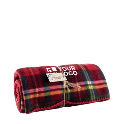 Manta de poliéster reciclado con estampado estilo escocés 180g/m2 color rojo vista principal