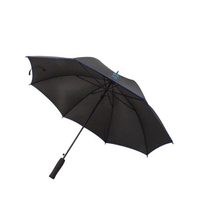 Paraguas negro de pongee con detalles a color en los bordes Ø105 color azul vista principal