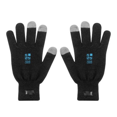 Guantes de RPET con punteras aptas para el uso de pantalla táctil color negro vista principal