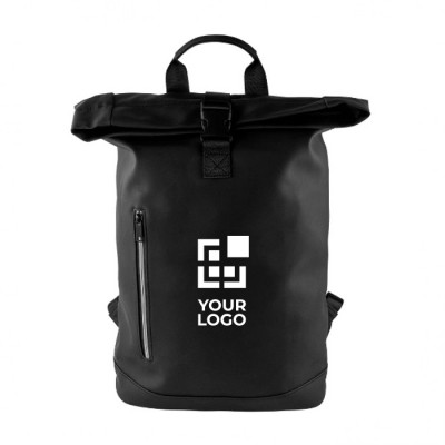Mochila roll-top para portátil con cremallera reflectante