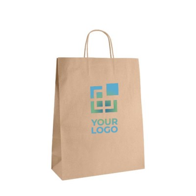 Bolsa grande de papel kraft con asas rizadas 120g/m2