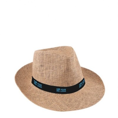 Sombrero de papel en color marrón con cinta personalizable