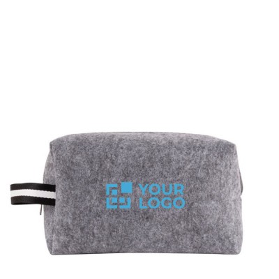 Neceser de fieltro RPET con asa bicolor en el costado 360 g/m2