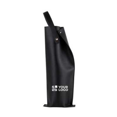 Funda para botellas de vino de cuero sintético con asa y fuelle