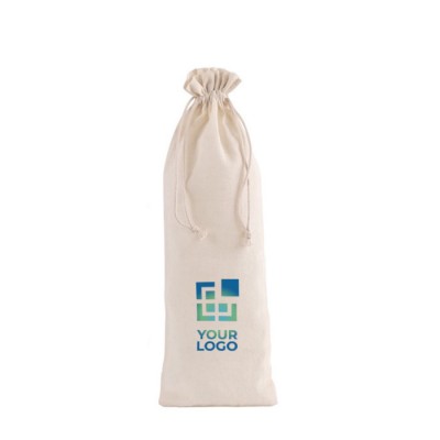 Bolsa de algodón reciclado con cordones de cierre para vino 120 g/m2