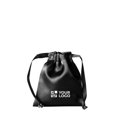 Bolsa pequeña de satén personalizable con cierre de cordones a juego