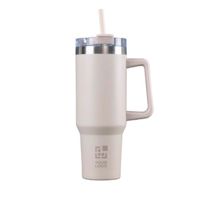Botella de acero inox reciclado con pajita y asa de transporte 1.18 L