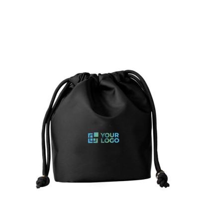 Bolsa pequeña de nylon con elegante cierre de cordones negros