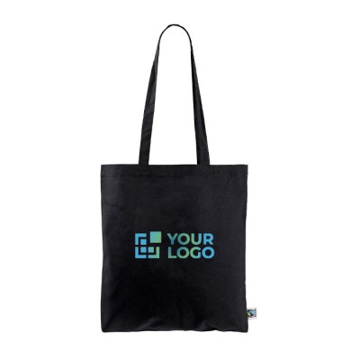 Bolsa de algodón Fairtrade de asas largas y capacidad de 6kg 140 g/m2 color negro vista principal