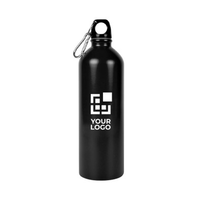 Botella de acero inoxidable reciclado y mosquetón plateado 750ml