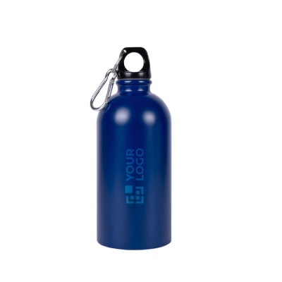 Botella de acero inoxidable reciclado y mosquetón plateado 500ml