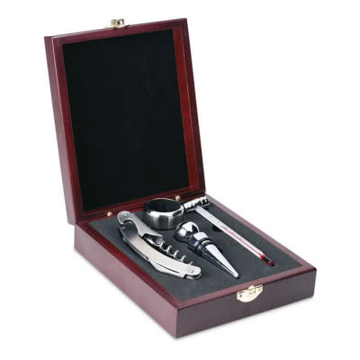 Set vino en caja de madera  
