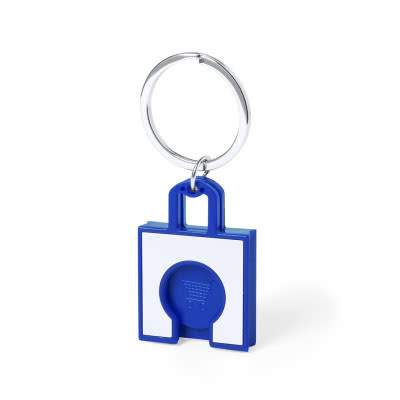 llaveros moneda carro supermercado azul