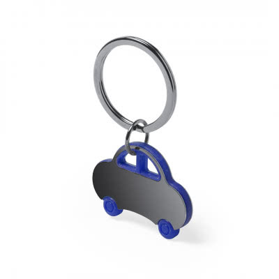 Llavero metálico forma de coche azul