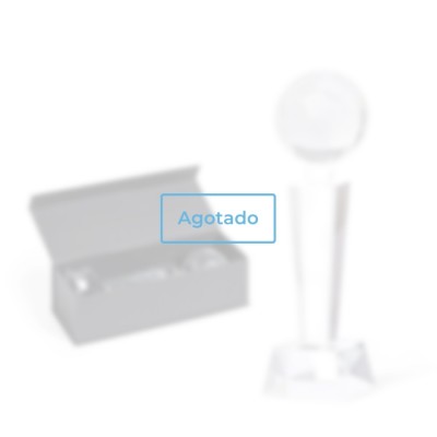 Trofeo de cristal con diseño de planeta vista principal - Agotado