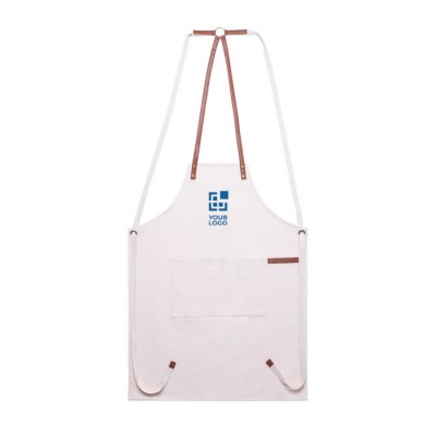 Delantal de algodón canvas con cintas de polipiel ajustables 340 g/m2