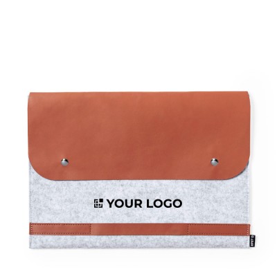 Funda para portátil de fieltro RPET con solapa en polipiel 14