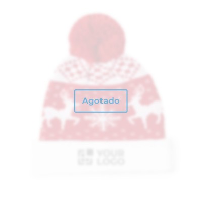 Gorro de poliéster con original diseño navideño y pom pom rojo - agotado