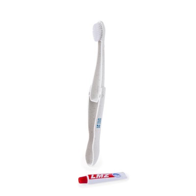 Cepillo de dientes plegable de caña de trigo con pasta de dientes