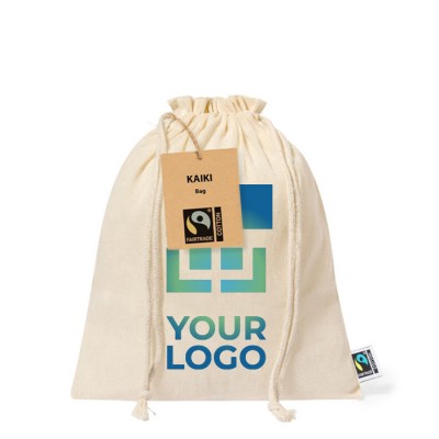Bolsa de algodón Fairtrade con cordón para autocierre 150g/m2